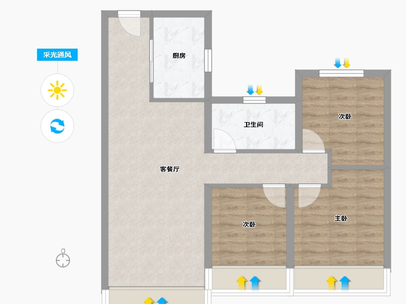 甘肃省-兰州市-龙湖·天璞-66.98-户型库-采光通风