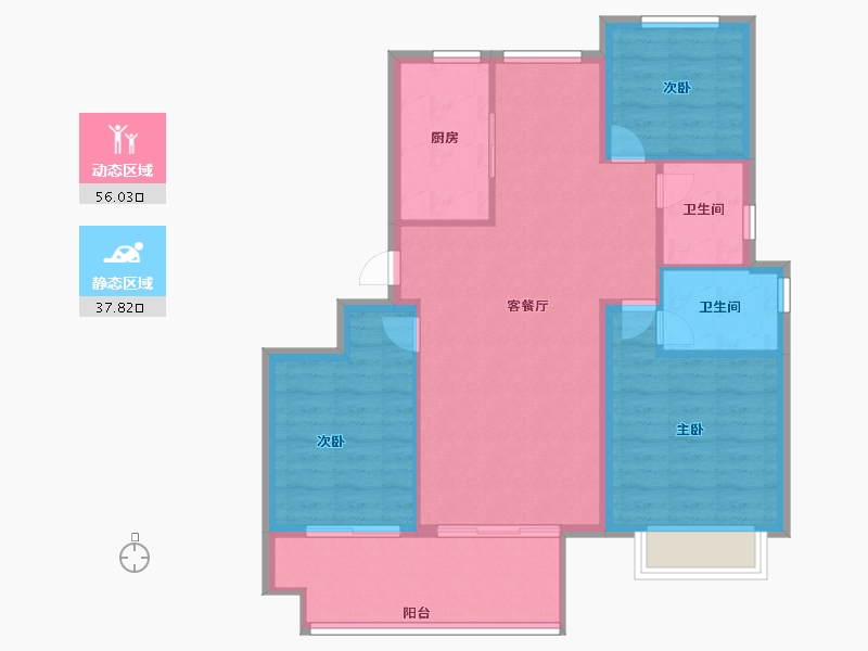 浙江省-宁波市-浩璟府-85.00-户型库-动静分区