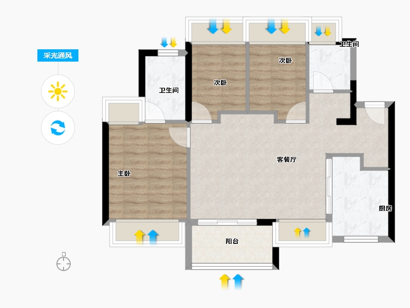 广东省-深圳市-润晖府-71.00-户型库-采光通风