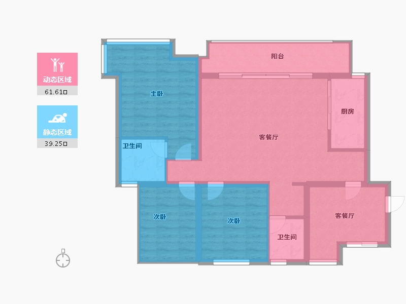 四川省-绵阳市-璟上江澜璟园-91.00-户型库-动静分区