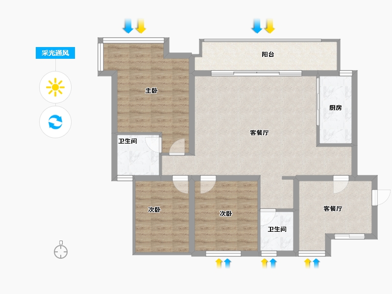 四川省-绵阳市-璟上江澜璟园-91.00-户型库-采光通风