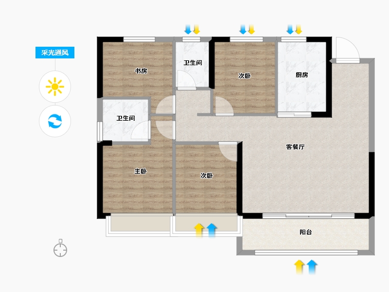 江苏省-南京市-创维·文悦府-103.99-户型库-采光通风