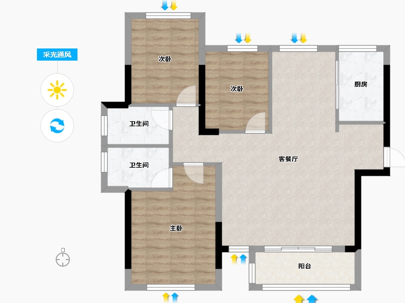 福建省-福州市-长乐三木翡丽府-86.40-户型库-采光通风