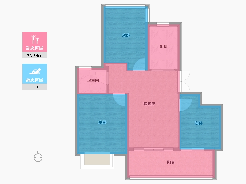 安徽省-合肥市-文一朗书轩-62.71-户型库-动静分区