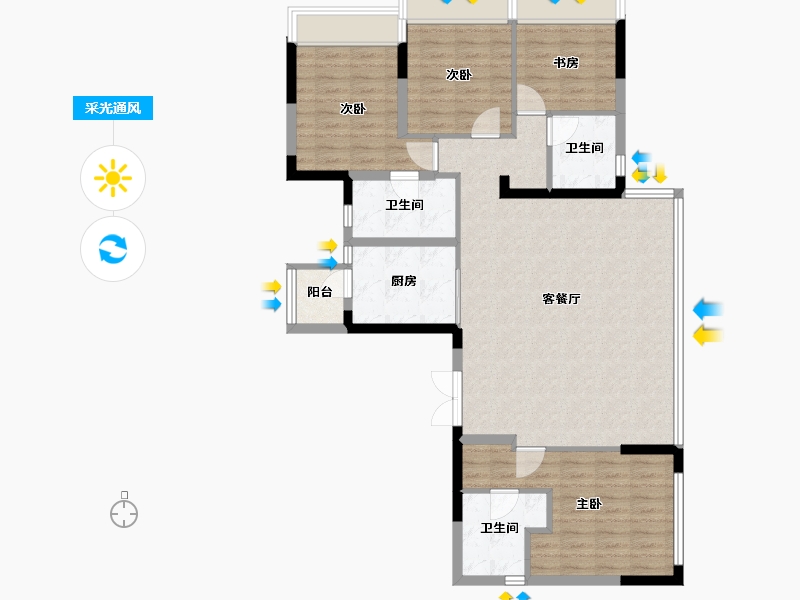 四川省-成都市-中建映锦江-105.74-户型库-采光通风