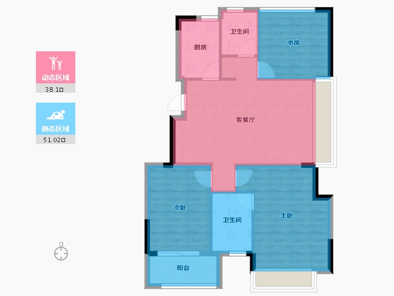 浙江省-湖州市-绿城西溪锦庐-80.65-户型库-动静分区