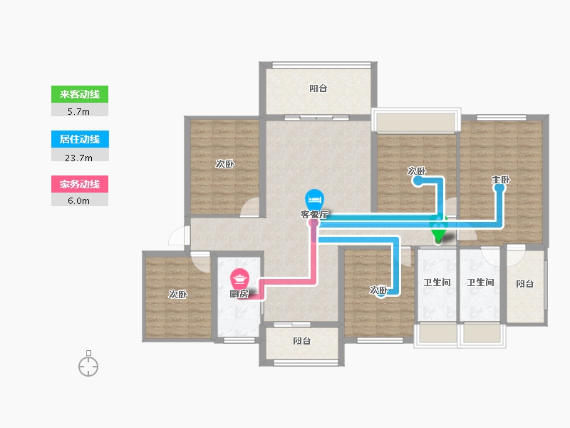 湖南省-郴州市-金麟府-130.17-户型库-动静线