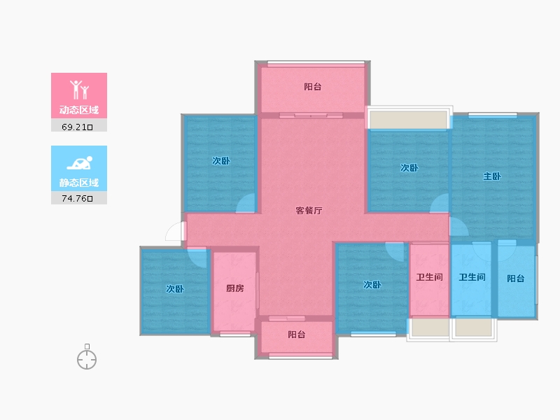 湖南省-郴州市-金麟府-130.17-户型库-动静分区