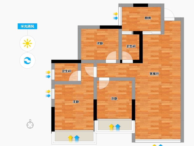 四川省-攀枝花市-鑫洋·天御城-68.69-户型库-采光通风