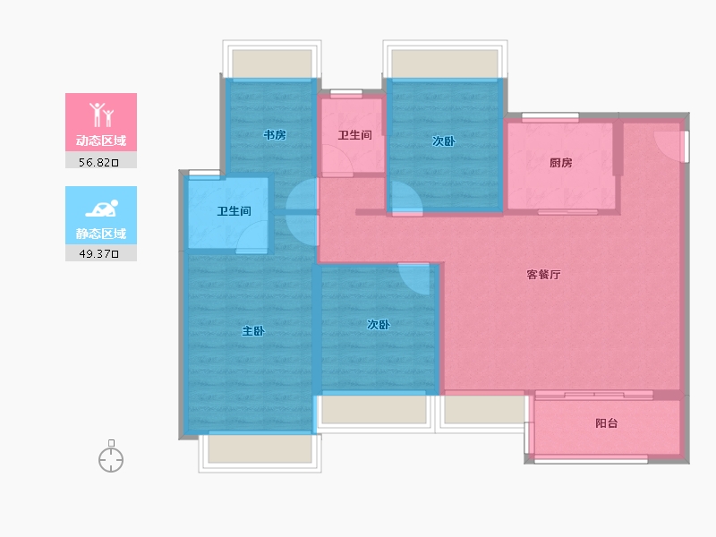 上海-上海市-建发熙和府-95.20-户型库-动静分区