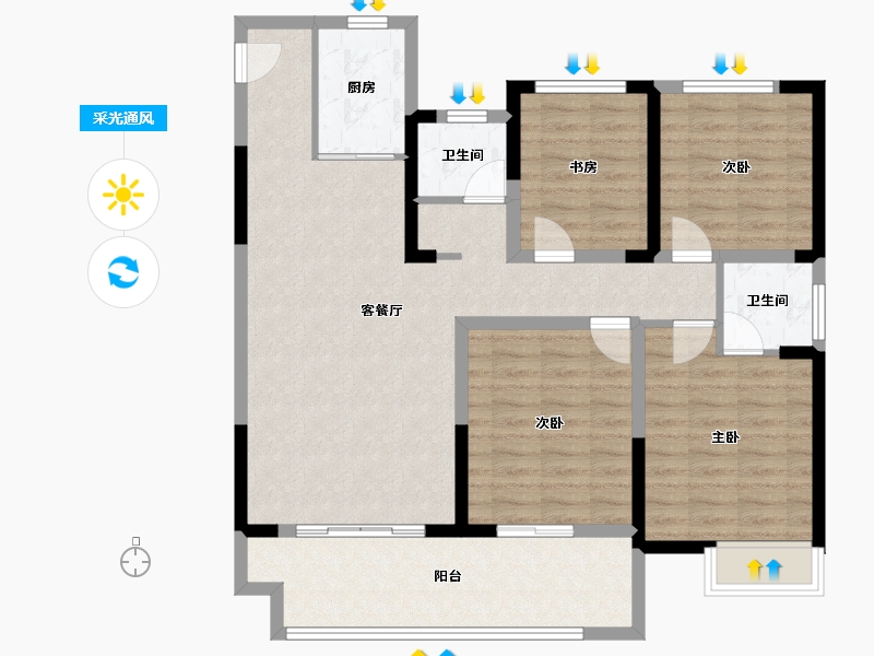 河南省-南阳市-铭袖锦运-106.15-户型库-采光通风