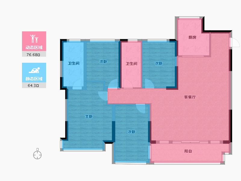 贵州省-安顺市-映山湖(学府豪庭二期)-127.17-户型库-动静分区