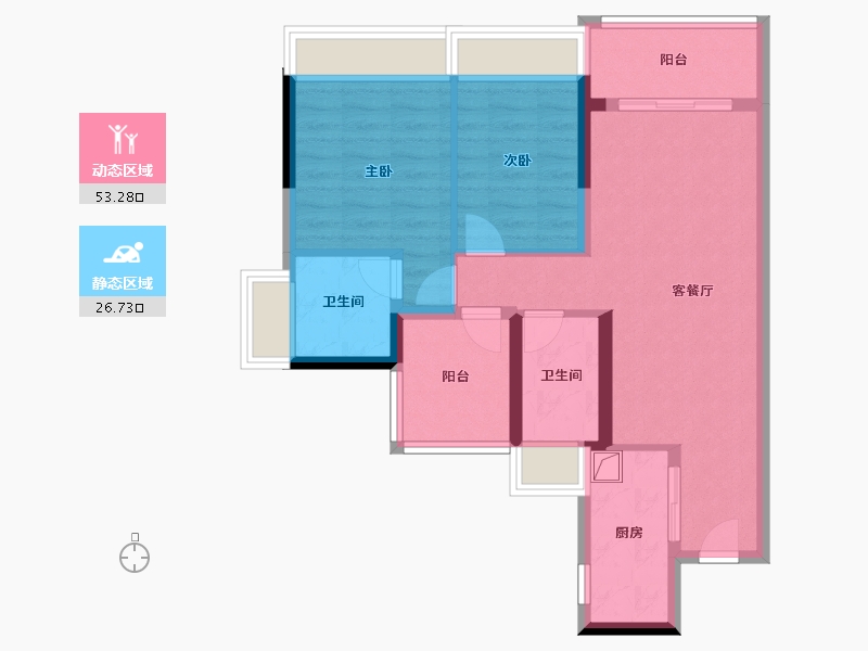 广东省-广州市-雅居乐海伦堡溪境花园-70.41-户型库-动静分区