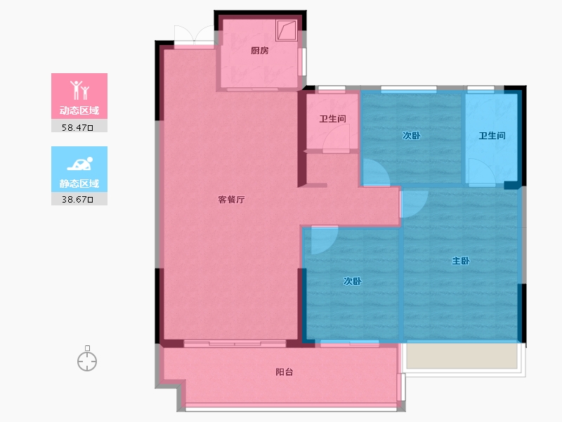 湖南省-郴州市-众联北城天悦-87.93-户型库-动静分区