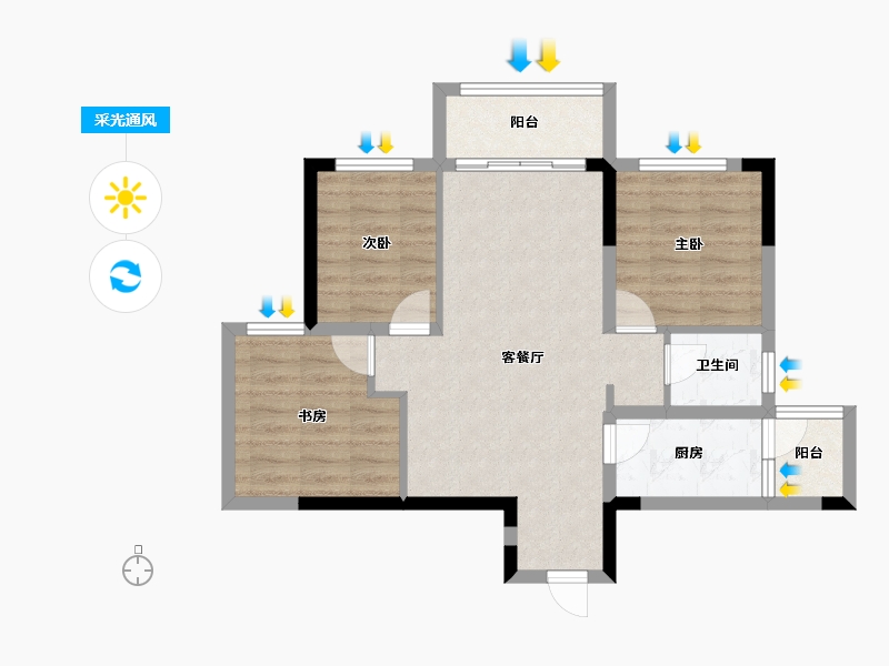 四川省-成都市-中国铁建新川樾-66.21-户型库-采光通风