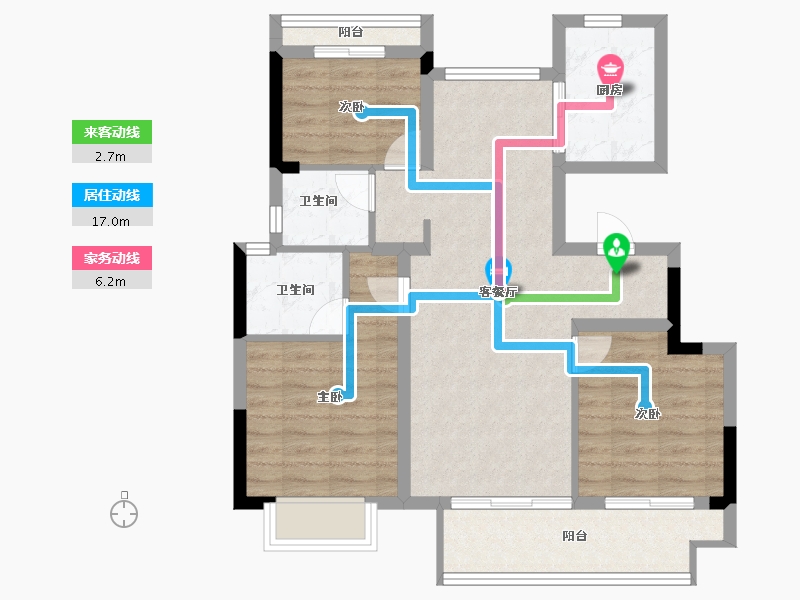 浙江省-宁波市-卿云府-78.00-户型库-动静线