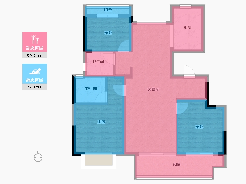 浙江省-宁波市-卿云府-78.00-户型库-动静分区