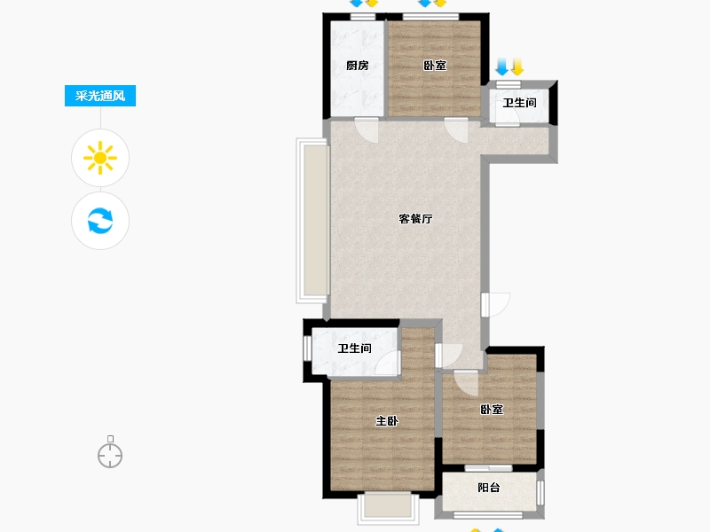 山东省-济宁市-风华里-97.60-户型库-采光通风