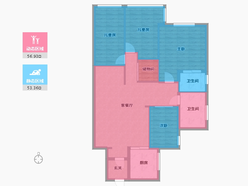 山东省-烟台市-东方花苑-101.60-户型库-动静分区