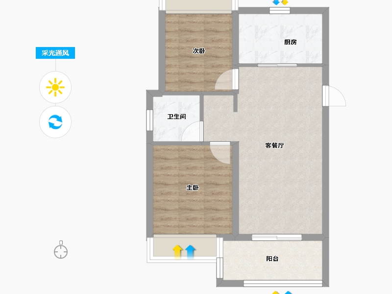 上海-上海市-宝山天铂-56.79-户型库-采光通风