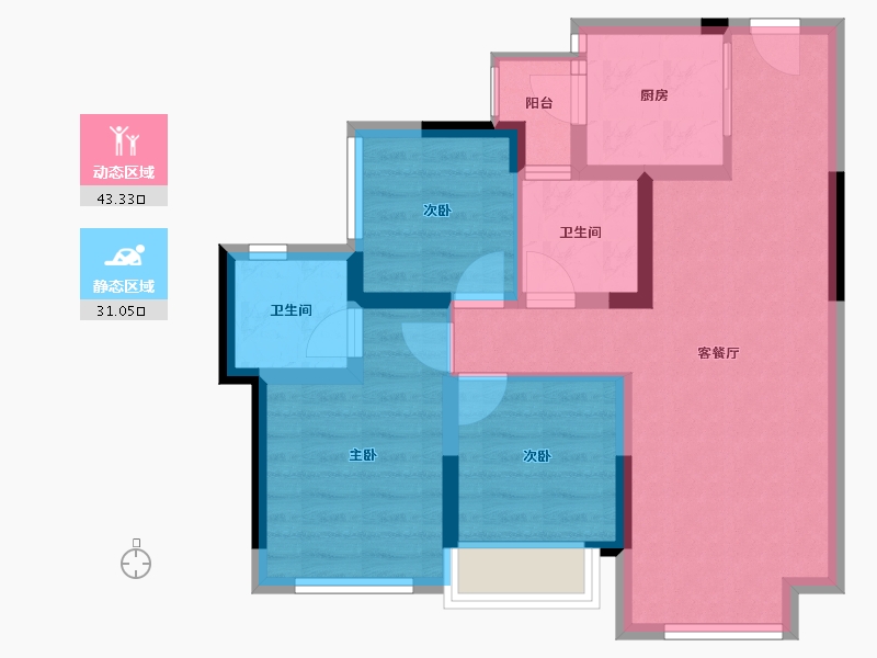 四川省-成都市-东原江山印月-65.13-户型库-动静分区