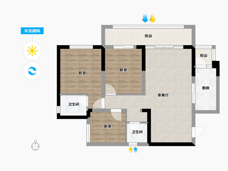 四川省-宜宾市-鲁能公馆-75.94-户型库-采光通风