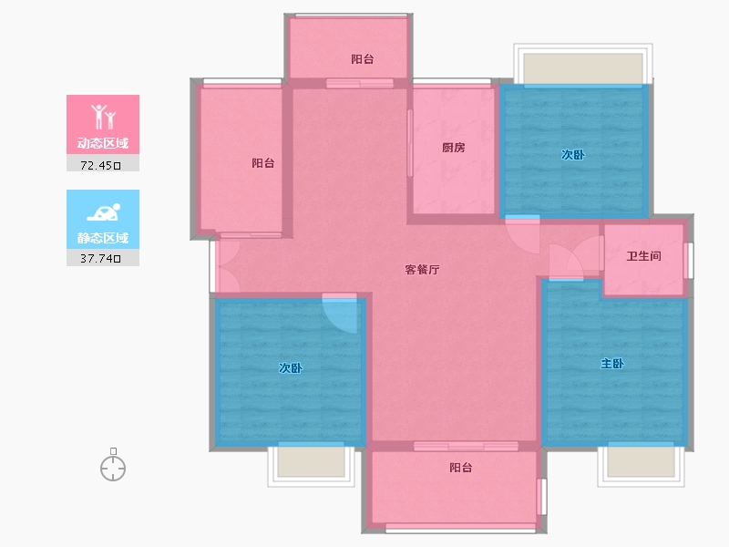 河南省-南阳市-田源新城-98.80-户型库-动静分区