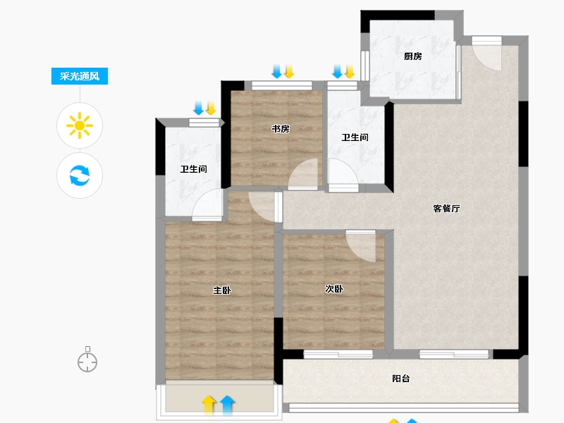 浙江省-衢州市-金成江潮鸣汇-78.40-户型库-采光通风