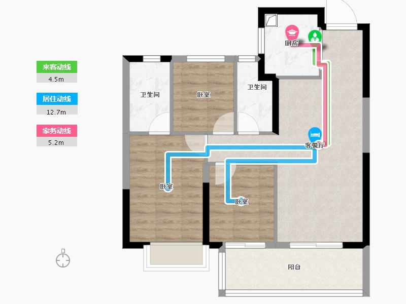 山西省-晋中市-电建地产·晋中洺悦宸苑-70.49-户型库-动静线