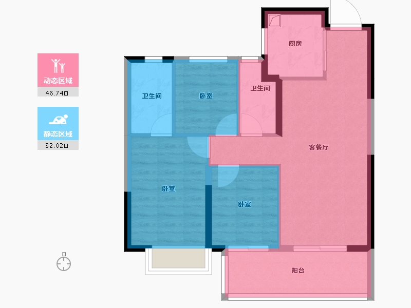 山西省-晋中市-电建地产·晋中洺悦宸苑-70.49-户型库-动静分区