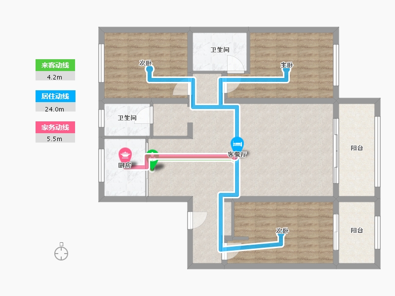 辽宁省-葫芦岛市-橡榕里-102.40-户型库-动静线