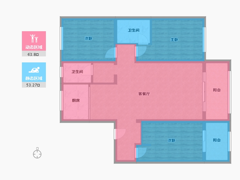 辽宁省-葫芦岛市-橡榕里-102.40-户型库-动静分区