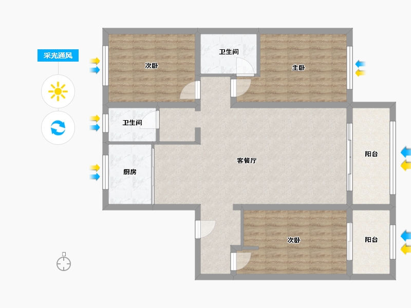 辽宁省-葫芦岛市-橡榕里-102.40-户型库-采光通风