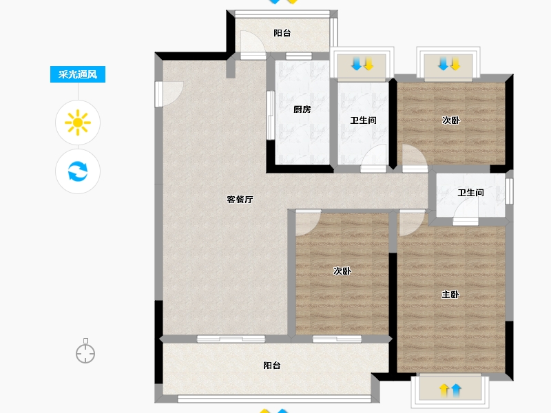 安徽省-黄山市-徽州印象君岳府-99.15-户型库-采光通风