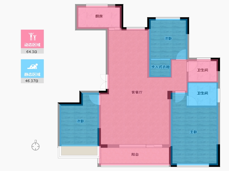 浙江省-嘉兴市-鸿翔百盛东望金邸-98.93-户型库-动静分区