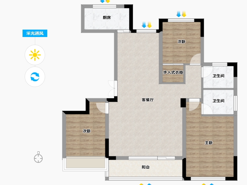 浙江省-嘉兴市-鸿翔百盛东望金邸-98.93-户型库-采光通风