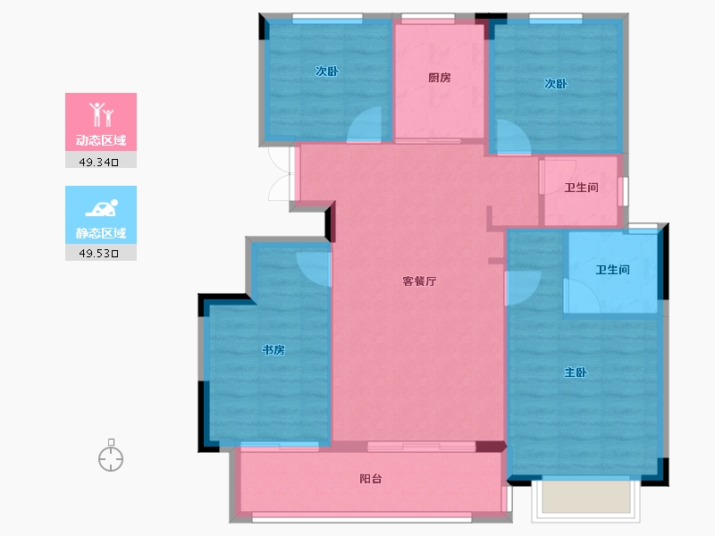 浙江省-绍兴市-绿城江南明月府-89.77-户型库-动静分区