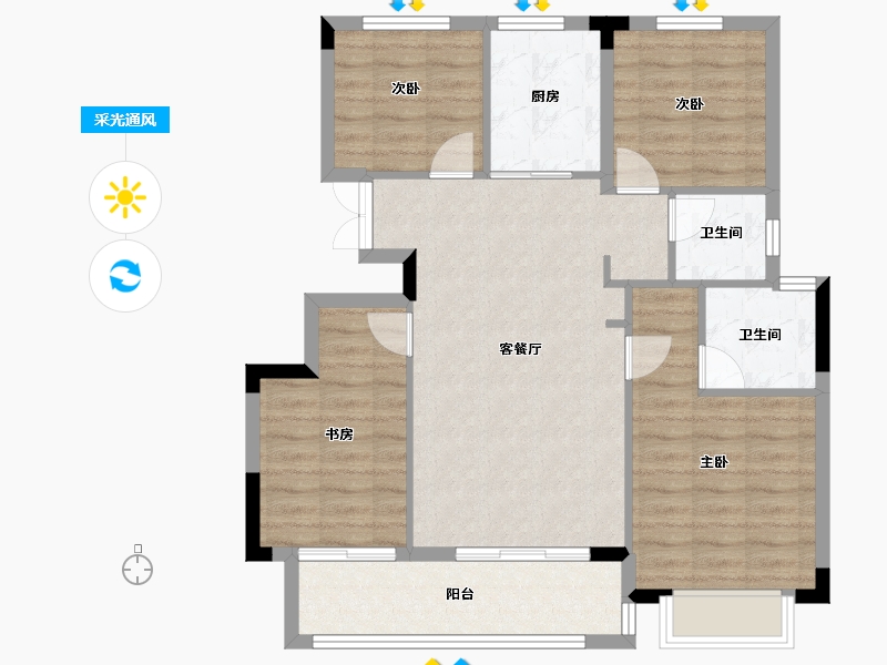 浙江省-绍兴市-绿城江南明月府-89.77-户型库-采光通风