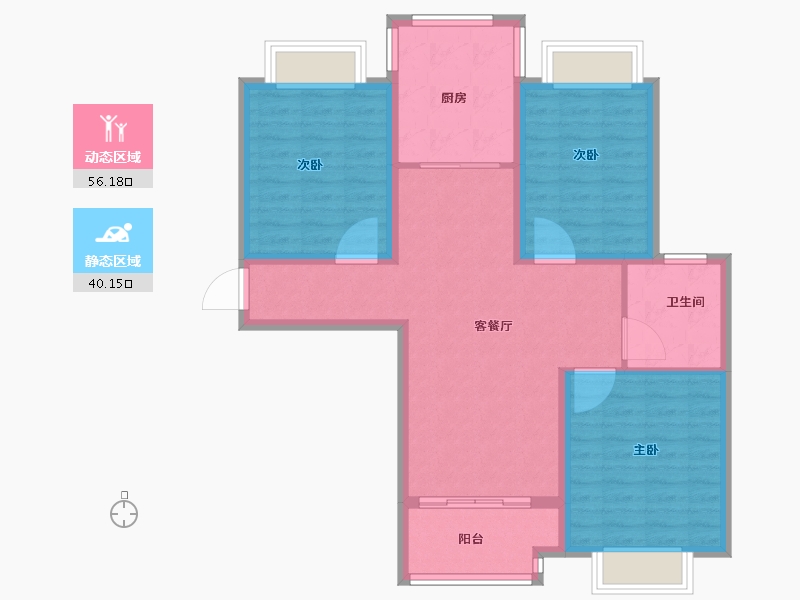 河南省-南阳市-明山学府-86.40-户型库-动静分区