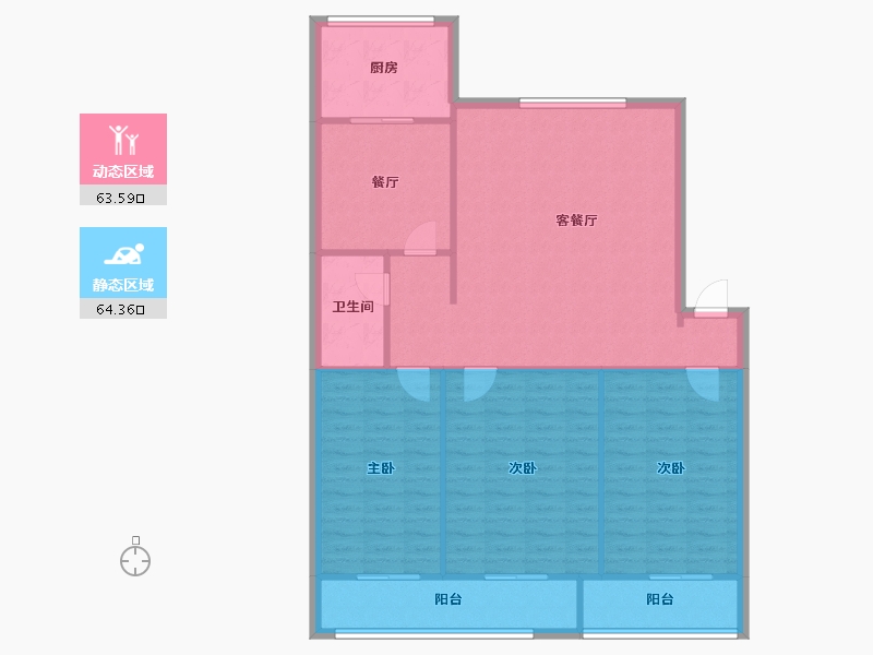 陕西省-西安市-大华锦绣-94.96-户型库-动静分区