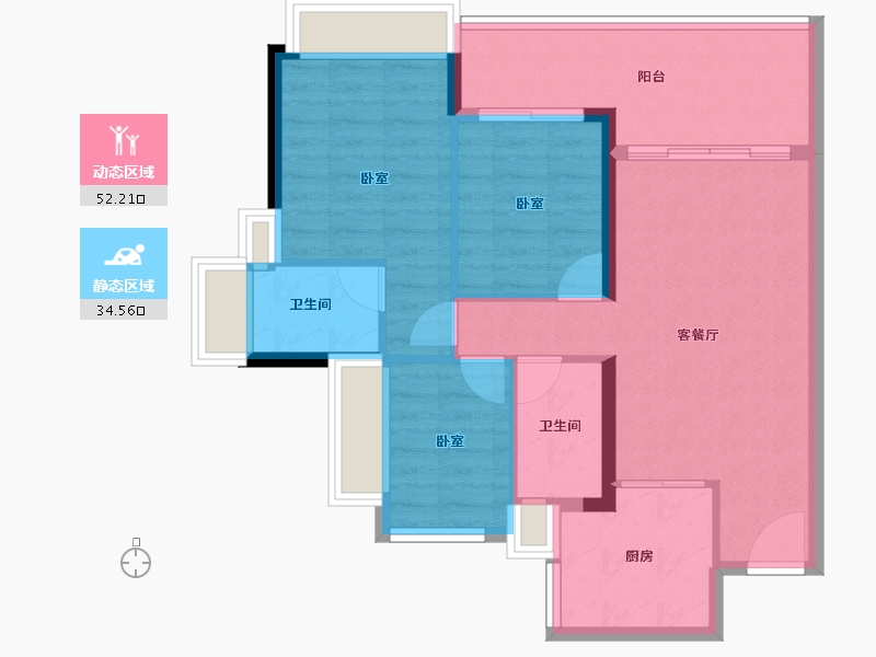 广东省-深圳市-信义金御半山·珑门-78.05-户型库-动静分区