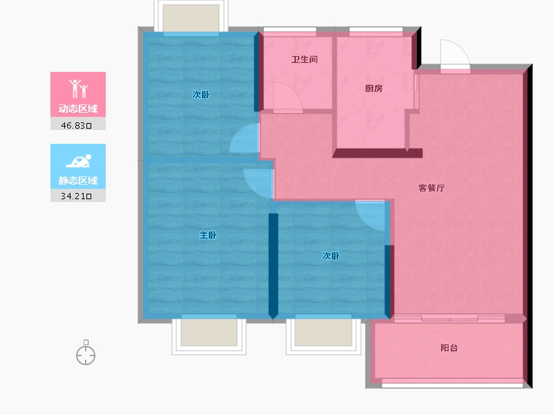 江苏省-无锡市-国控绿城桂语和风-72.59-户型库-动静分区