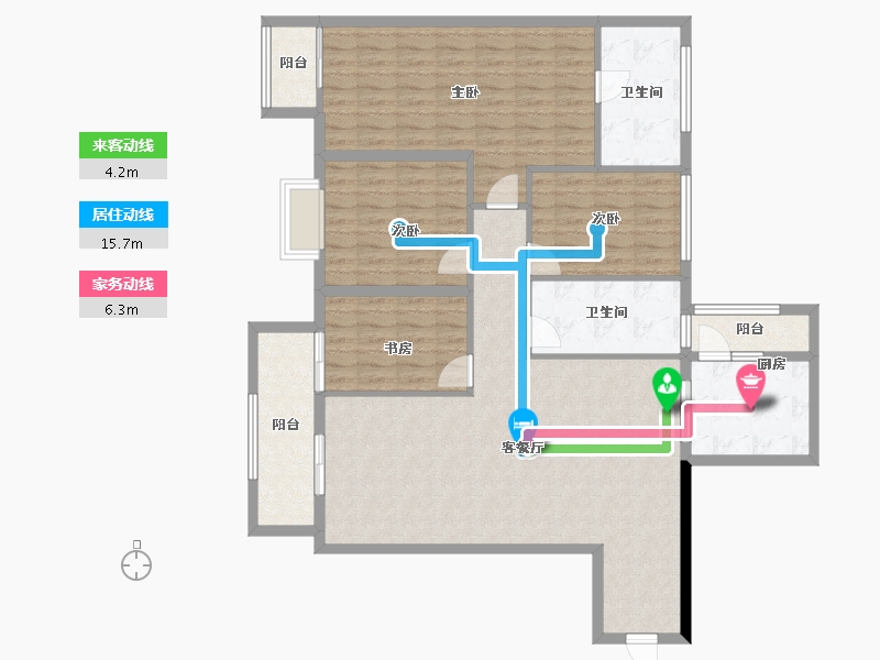 湖南省-长沙市-印象月湖苑-131.20-户型库-动静线