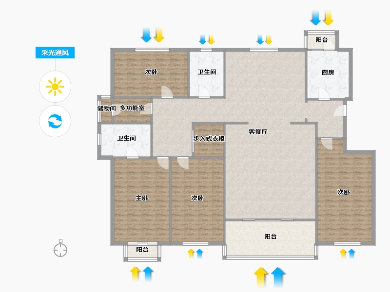 陕西省-西安市-群贤庄-205.00-户型库-采光通风