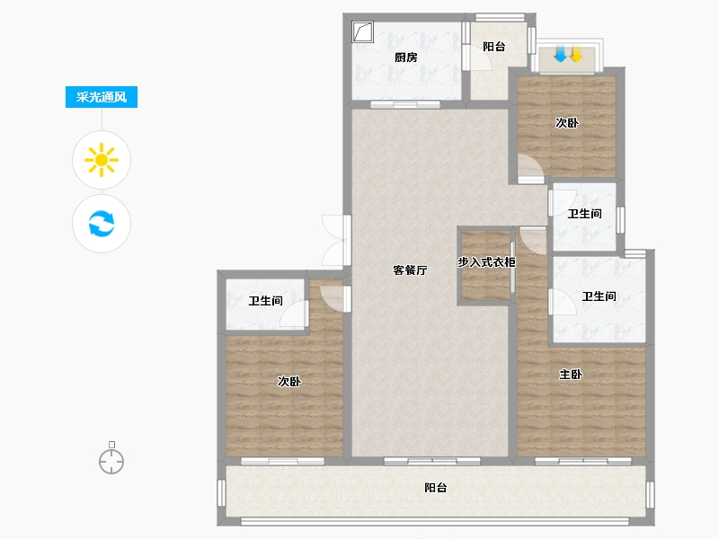 陕西省-西安市-荣民捌号-153.60-户型库-采光通风