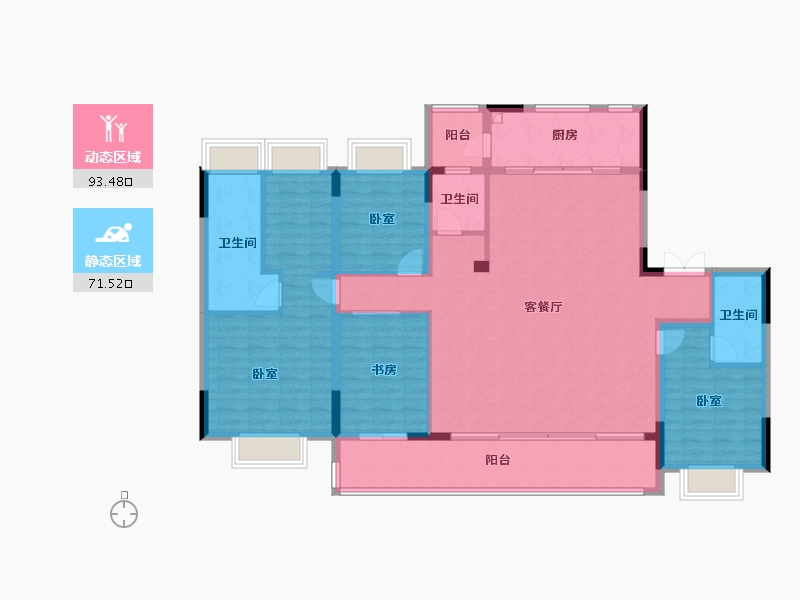 重庆-重庆市-科学城凤玺台-150.41-户型库-动静分区