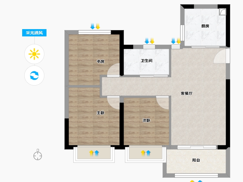 江苏省-南京市-颐居·华发颐和四季府-71.30-户型库-采光通风