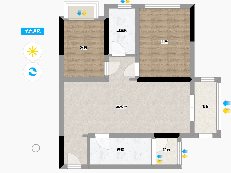 四川省-成都市-大陆潮里-68.40-户型库-采光通风