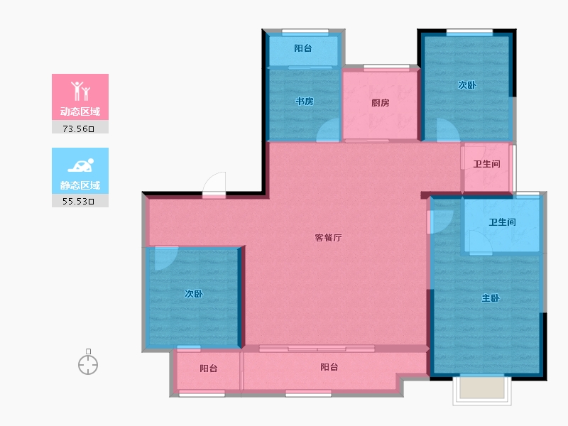 陕西省-西安市-金地·玖峯悦-116.71-户型库-动静分区