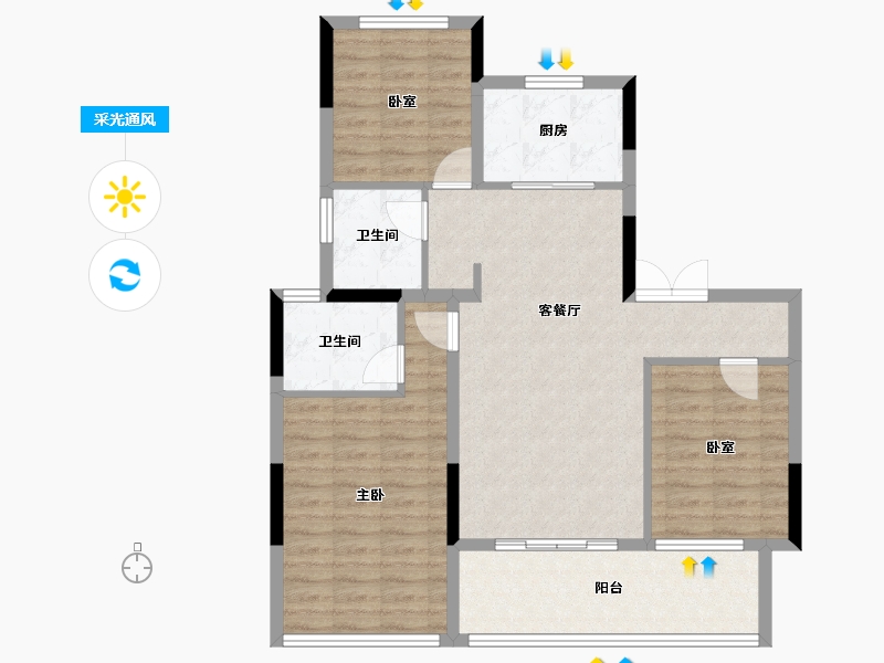 安徽省-合肥市-远大九璟湾-92.80-户型库-采光通风